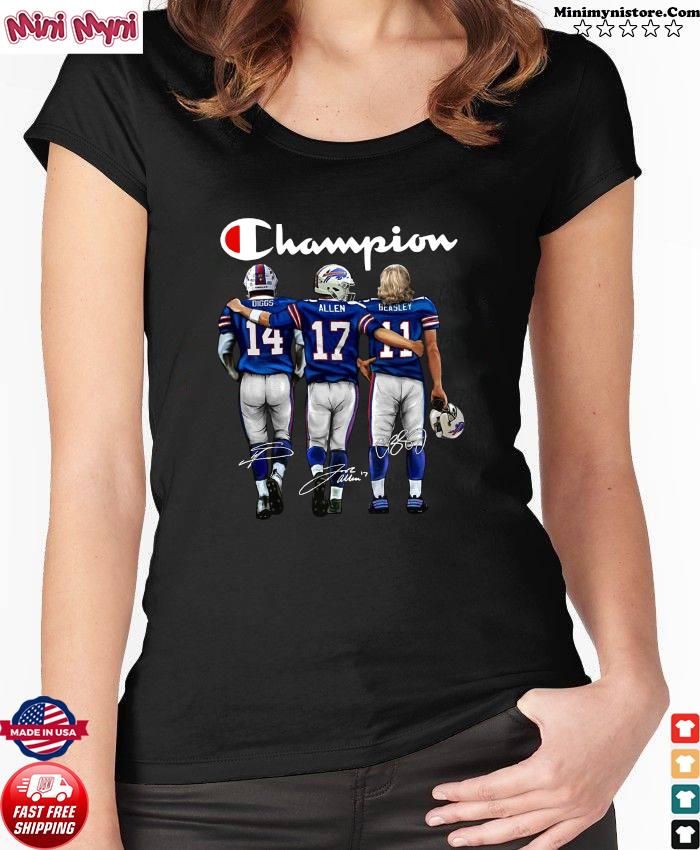 Buffalo Bills Champion Cole Beasley 11 Stefon Diggs 14 Josh Allen 17  Signatures T-Shirt, hoodie, sweater, long sleeve and tank top