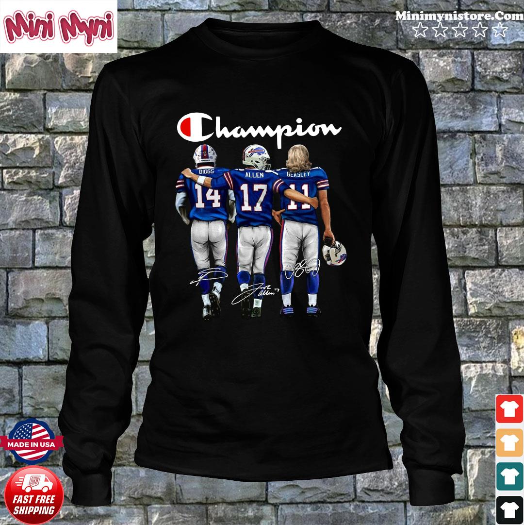 Buffalo Bills Champion Cole Beasley 11 Stefon Diggs 14 Josh Allen 17  Signatures T-Shirt, hoodie, sweater, long sleeve and tank top