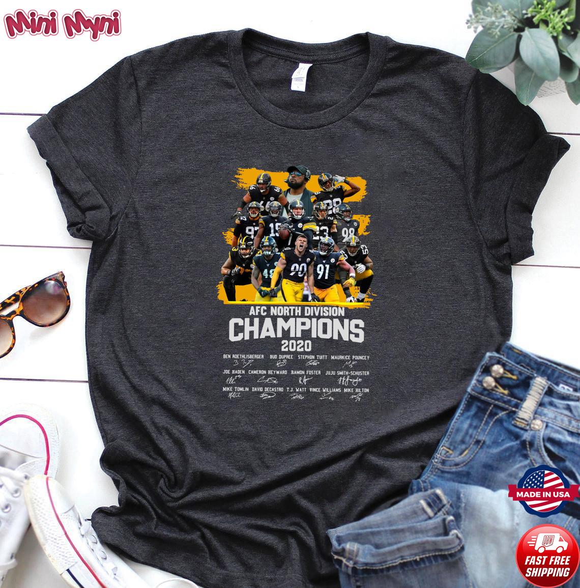 Afc North Division Champions Signatures Pittsburgh Steelers Team Football  Shirt, hoodie, sweater, long sleeve and tank top