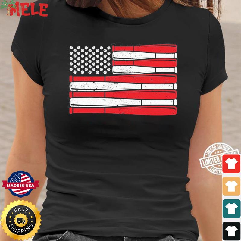 Baseball American Usa Flag Patriotic Vintage Baseball Flag Shirt