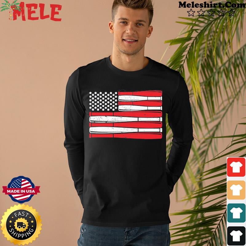 Baseball American Usa Flag Patriotic Vintage Baseball Flag Shirt